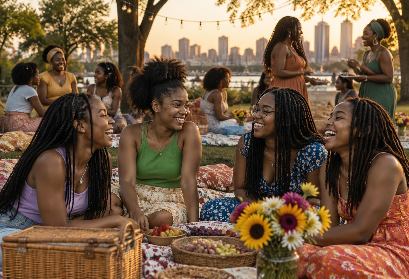Black girls and women gathered at a She's Me picnic